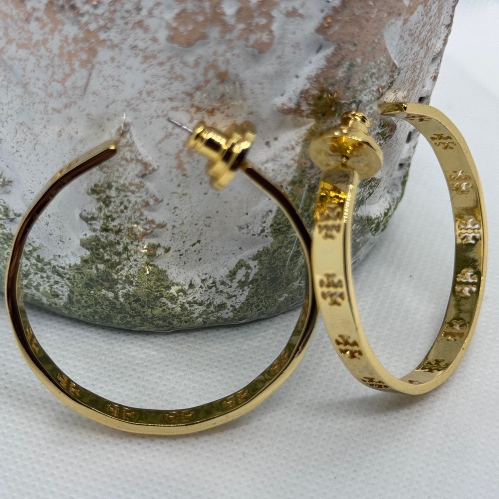 TORY BURCH Gold ICON hoop earrings NWOT